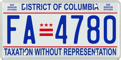 DC license plate FA4780