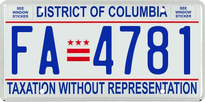 DC license plate FA4781