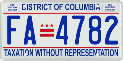 DC license plate FA4782