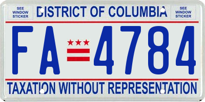 DC license plate FA4784