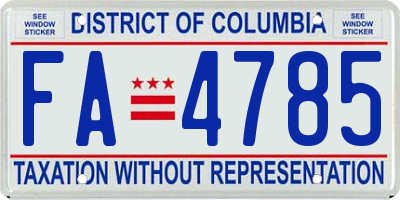 DC license plate FA4785