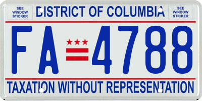 DC license plate FA4788