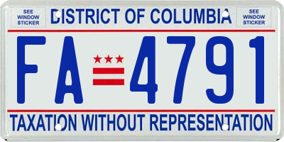 DC license plate FA4791