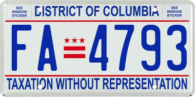 DC license plate FA4793