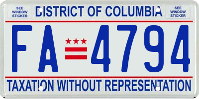 DC license plate FA4794