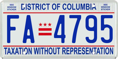 DC license plate FA4795