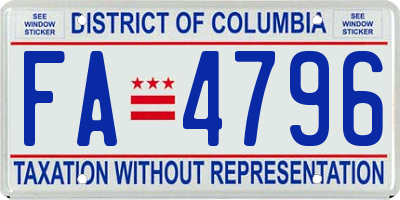 DC license plate FA4796