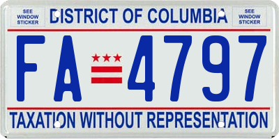 DC license plate FA4797