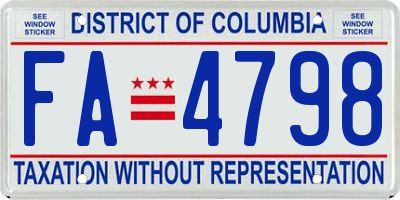 DC license plate FA4798