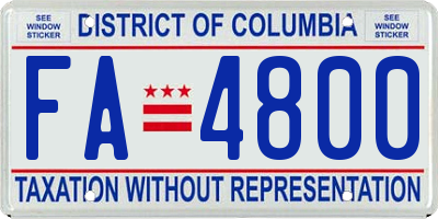 DC license plate FA4800