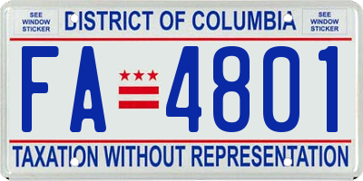 DC license plate FA4801