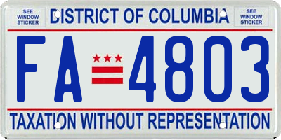 DC license plate FA4803