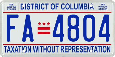 DC license plate FA4804