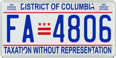 DC license plate FA4806