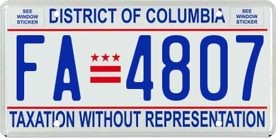 DC license plate FA4807