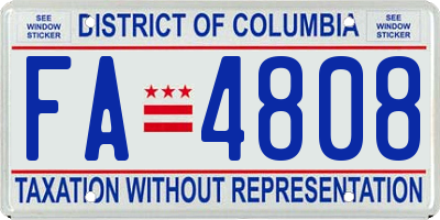 DC license plate FA4808