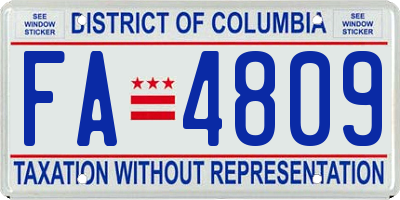 DC license plate FA4809