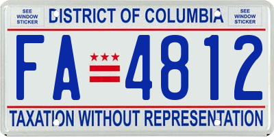 DC license plate FA4812