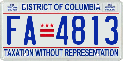 DC license plate FA4813