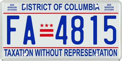 DC license plate FA4815