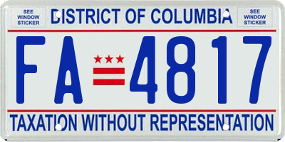 DC license plate FA4817