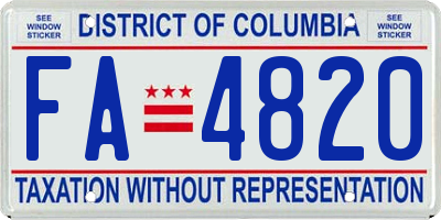 DC license plate FA4820