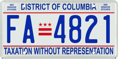 DC license plate FA4821