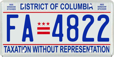 DC license plate FA4822