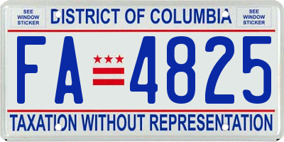 DC license plate FA4825