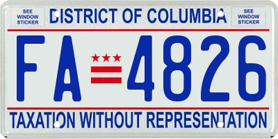 DC license plate FA4826