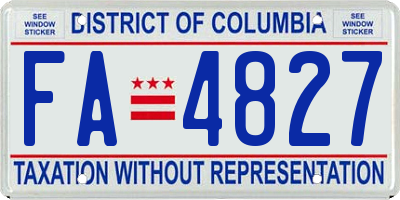 DC license plate FA4827