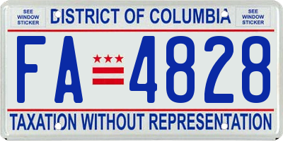 DC license plate FA4828