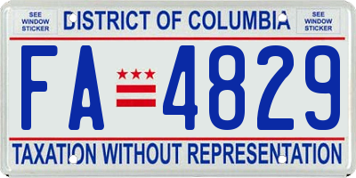 DC license plate FA4829