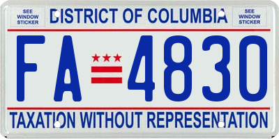 DC license plate FA4830