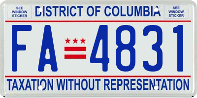 DC license plate FA4831