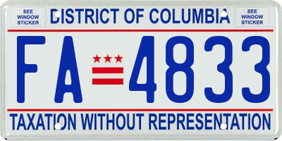 DC license plate FA4833