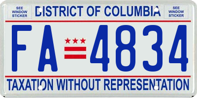 DC license plate FA4834