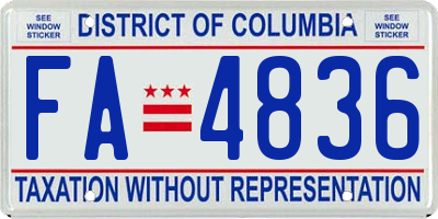 DC license plate FA4836