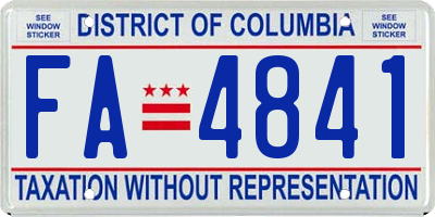 DC license plate FA4841