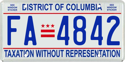 DC license plate FA4842