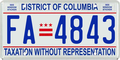 DC license plate FA4843