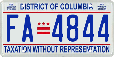 DC license plate FA4844