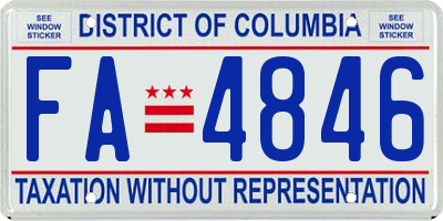 DC license plate FA4846