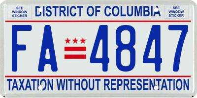 DC license plate FA4847