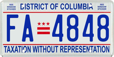 DC license plate FA4848