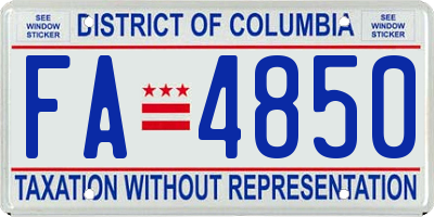 DC license plate FA4850