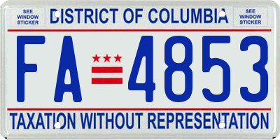 DC license plate FA4853