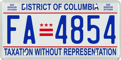 DC license plate FA4854