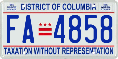 DC license plate FA4858