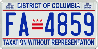 DC license plate FA4859